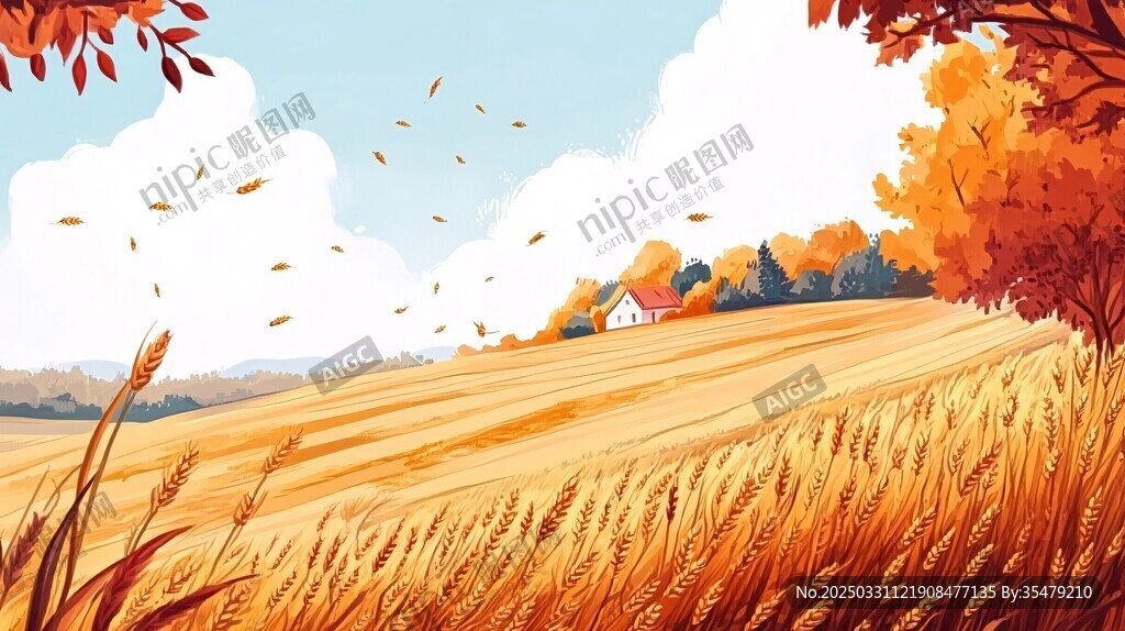 秋日麦田美景