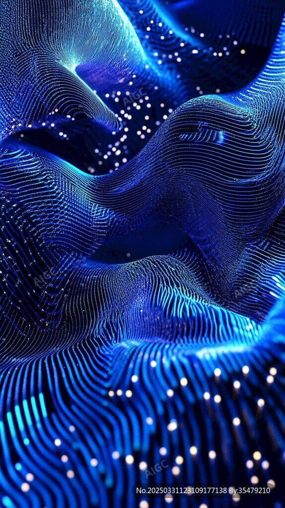 梦幻蓝色流动粒子艺术画面