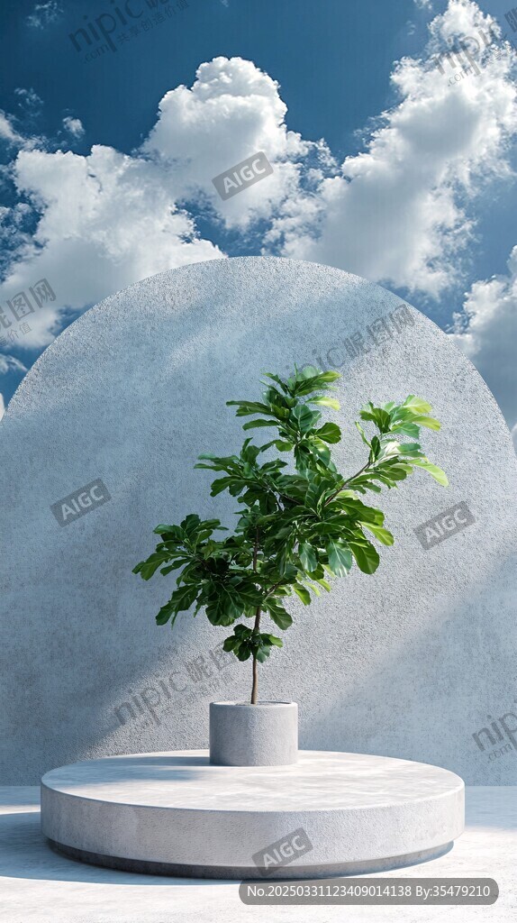 简约风绿植展示于艺术空间