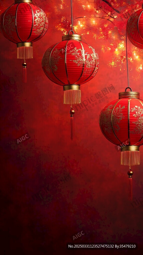 喜庆红灯笼营造节日氛围