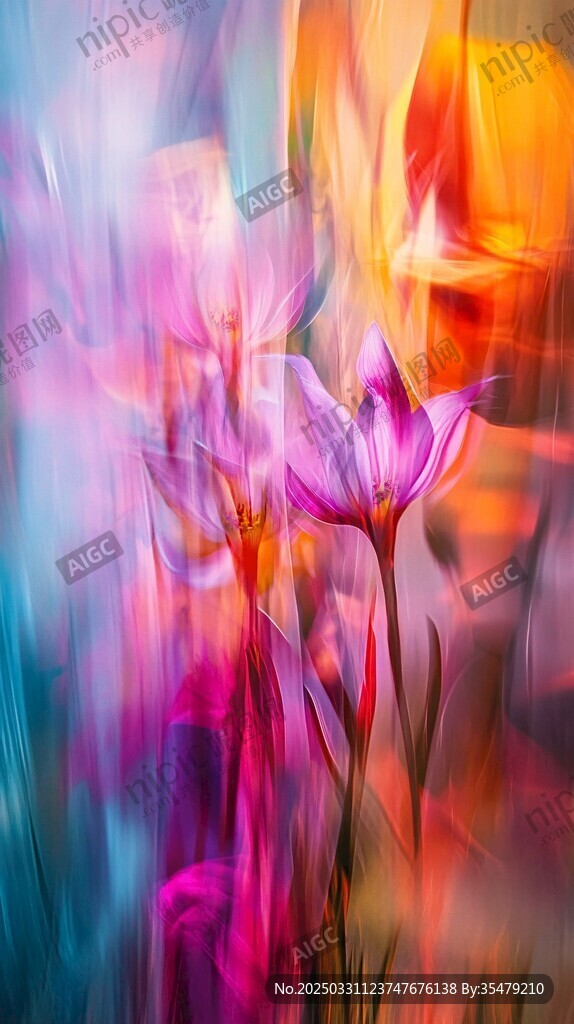 梦幻色彩花卉抽象艺术图