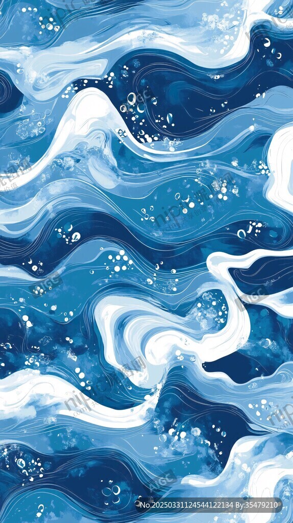 蓝色动感海浪图案纹理