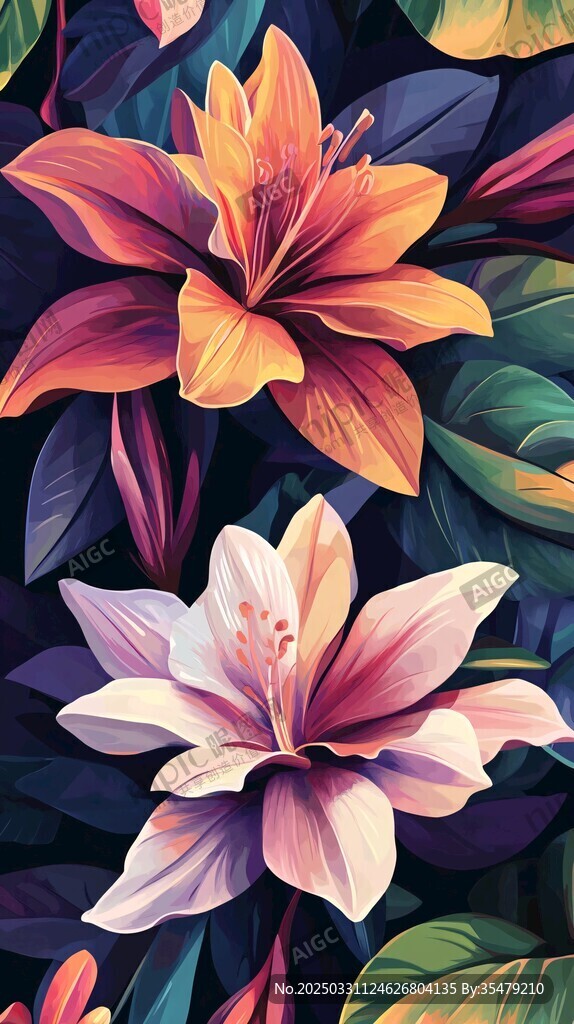 绚丽多彩花卉图案