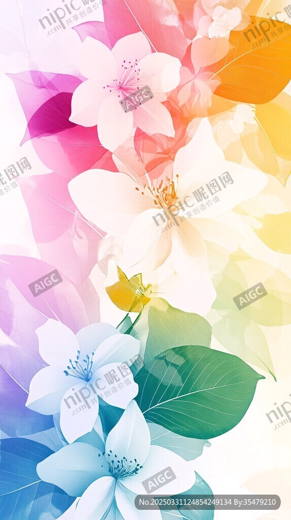 梦幻多彩花卉背景图