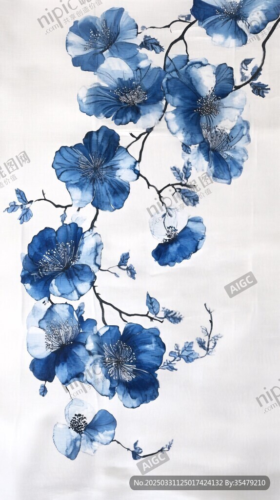 蓝花绽放枝头