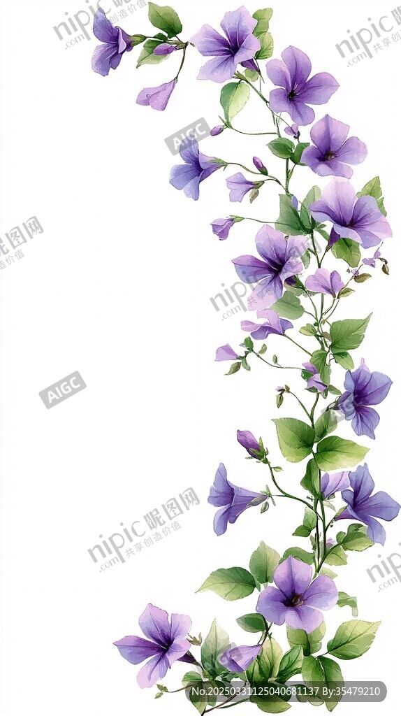 紫色藤蔓花卉插画