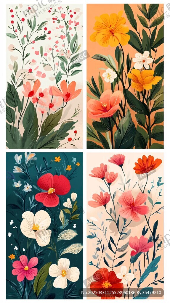 花卉插画集 多彩烂漫花朵绘