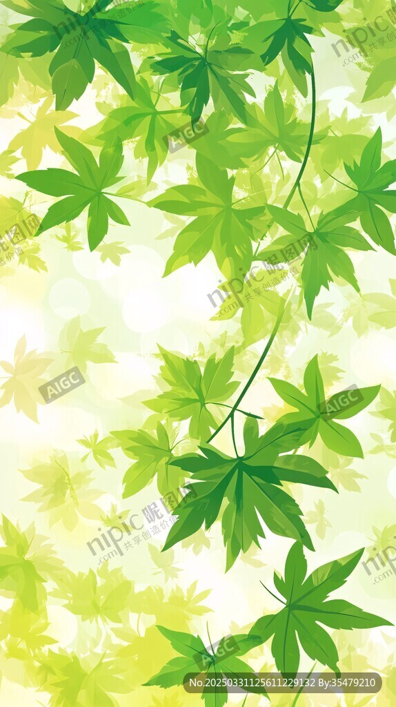 清新绿叶背景图