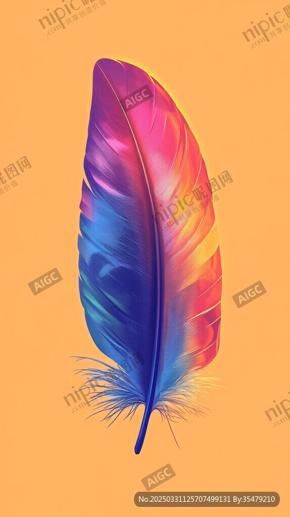 梦幻炫彩羽毛插画