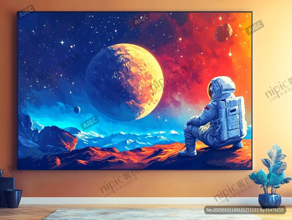 宇航员凝望宇宙壮丽景观