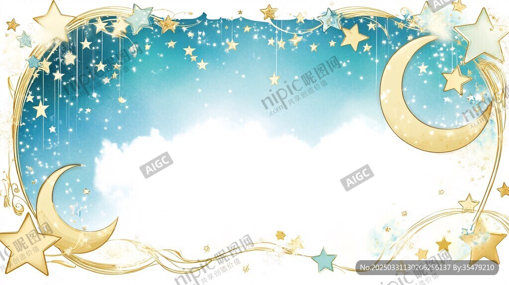 梦幻星空星月边框背景图