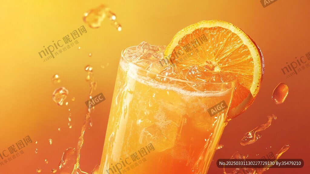 橙汁飞溅 清爽橙片饮品