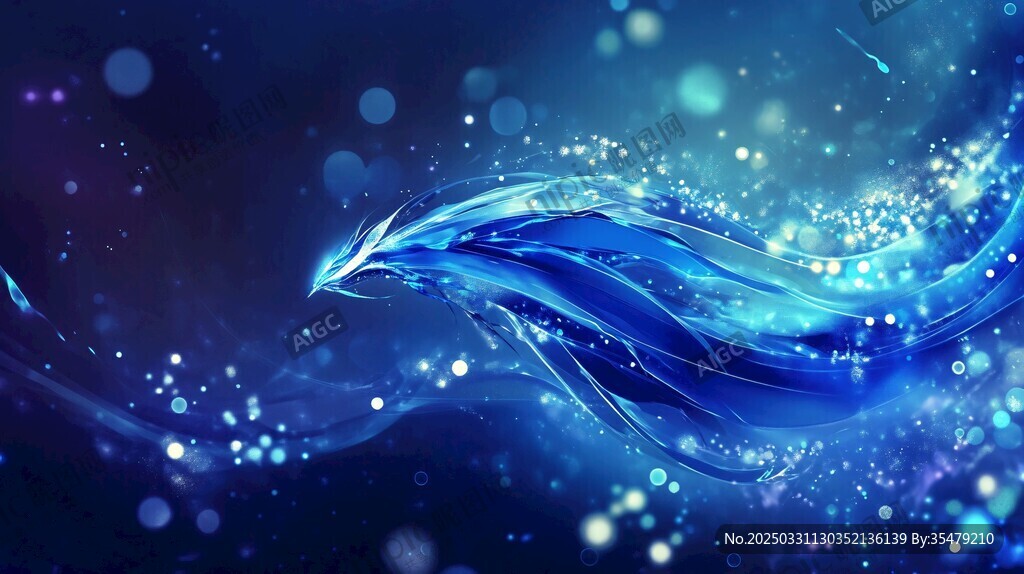 蓝色幻彩流动线条艺术画面