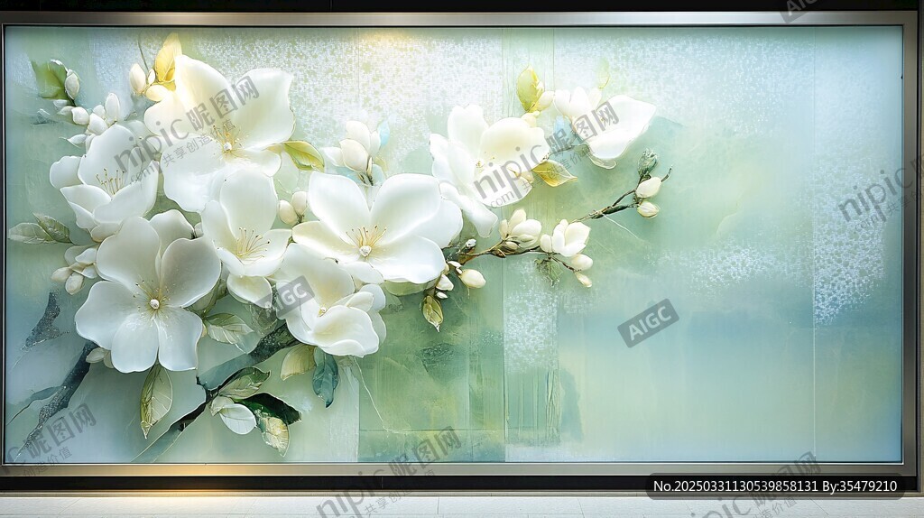 立体白兰花装饰画