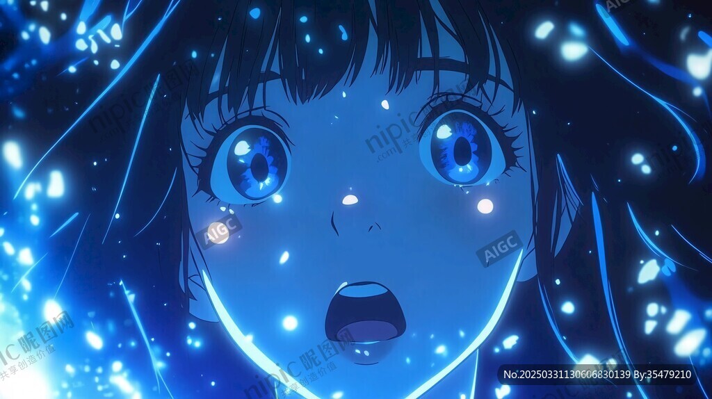 梦幻蓝调动漫少女奇幻瞬间