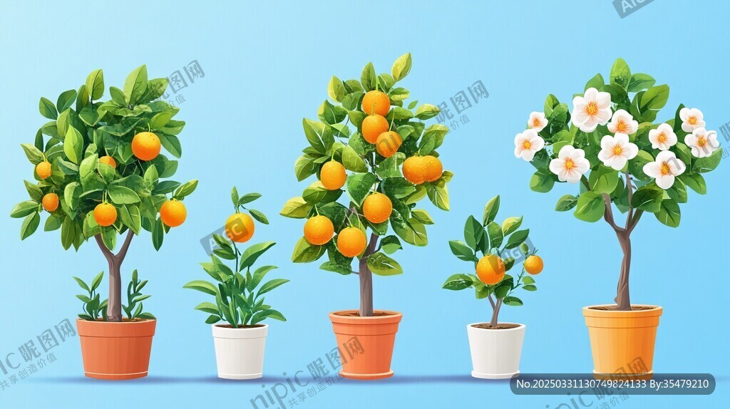 盆栽柑橘树 清新绿植展示