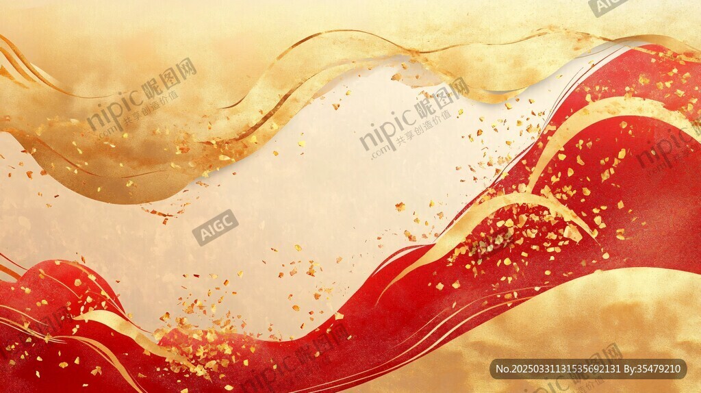 金红飘带背景图