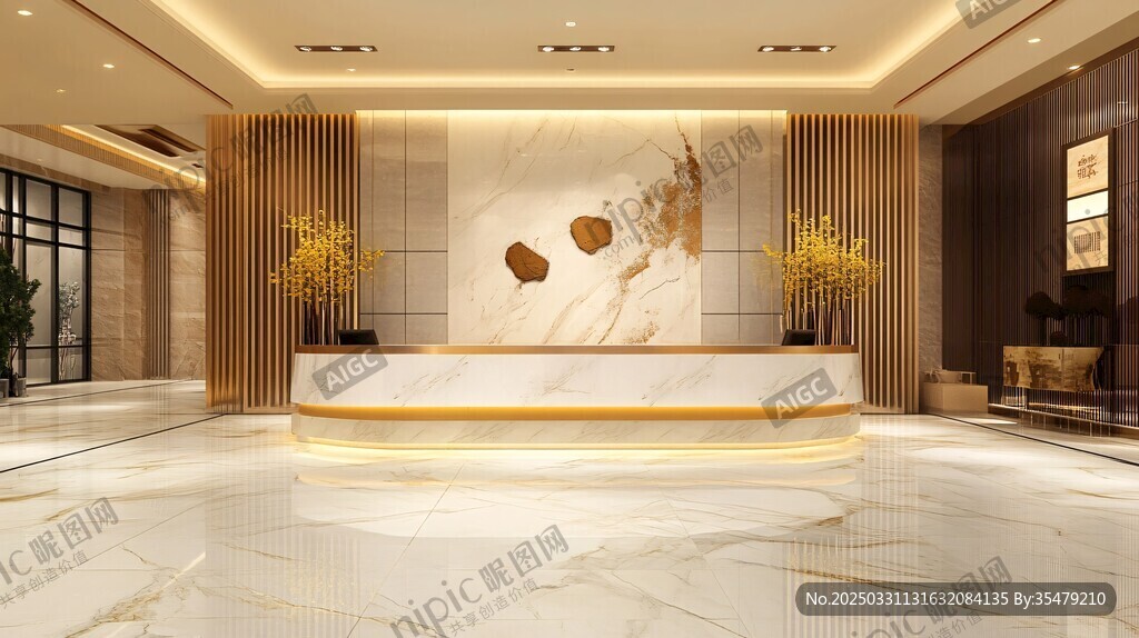 豪华酒店大堂接待台设计