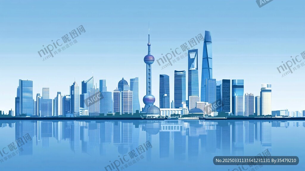 上海外滩现代都市天际线