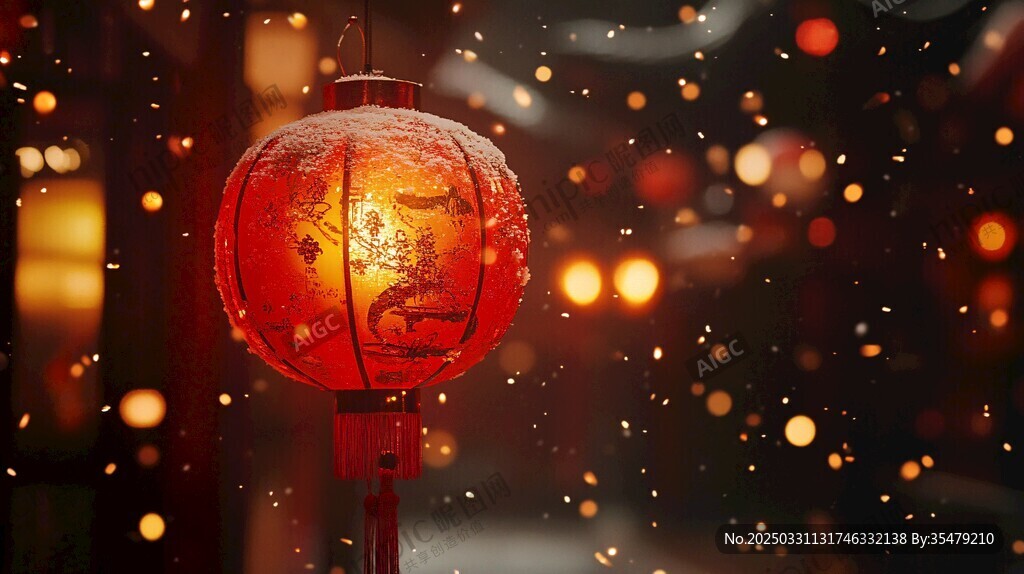 雪中红灯笼 尽显中式浪漫
