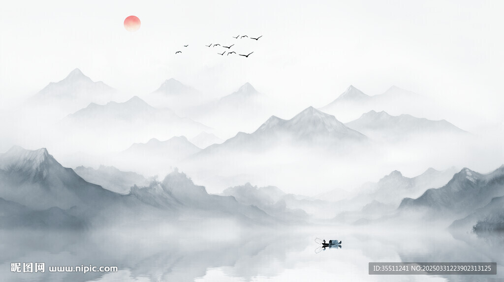 意境水墨山水画