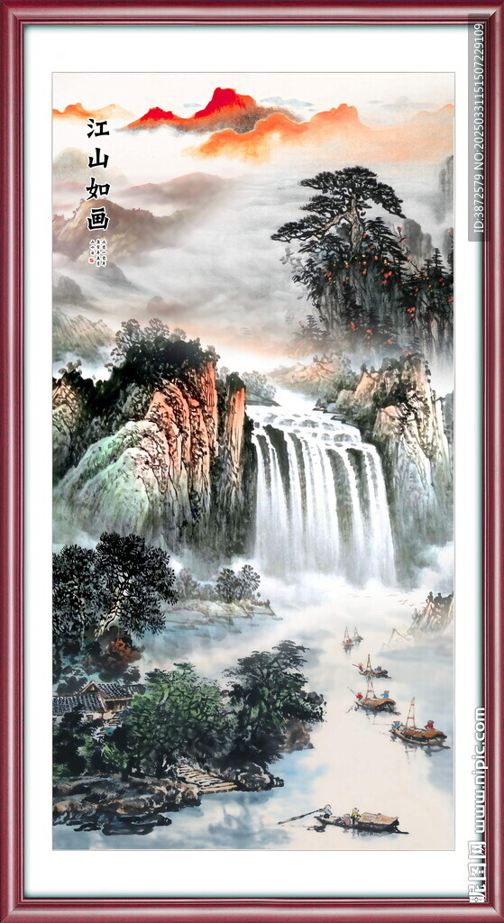竖幅山水画