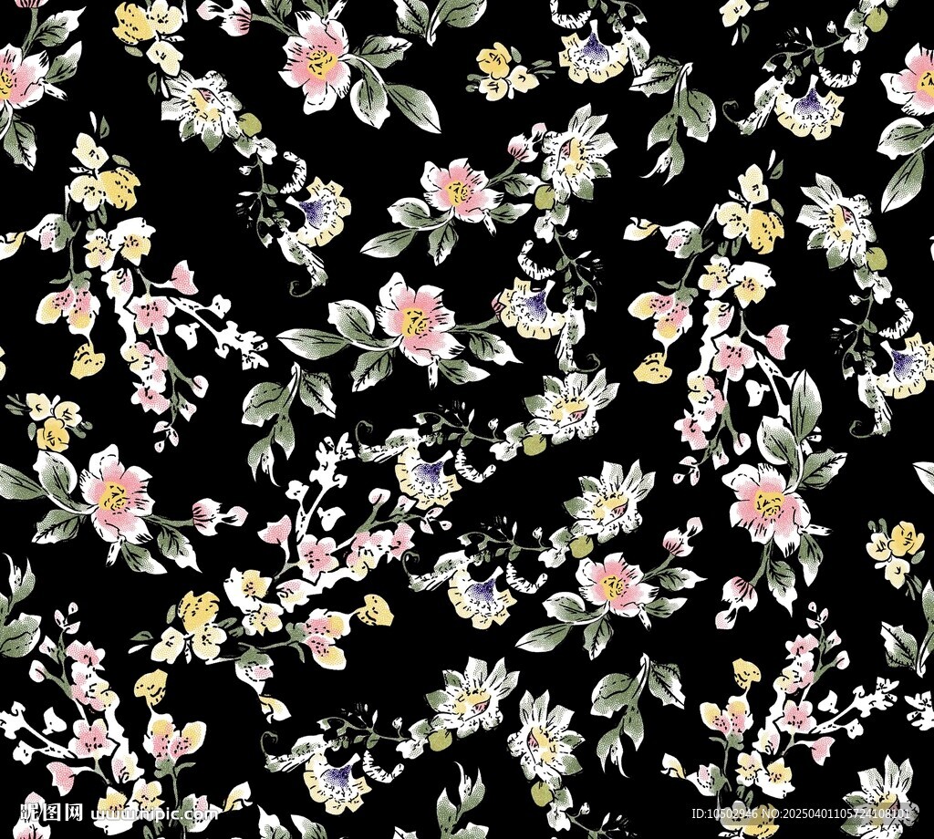 黑底碎花