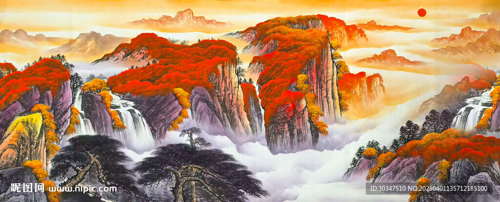 鸿运当头客厅山水装饰画