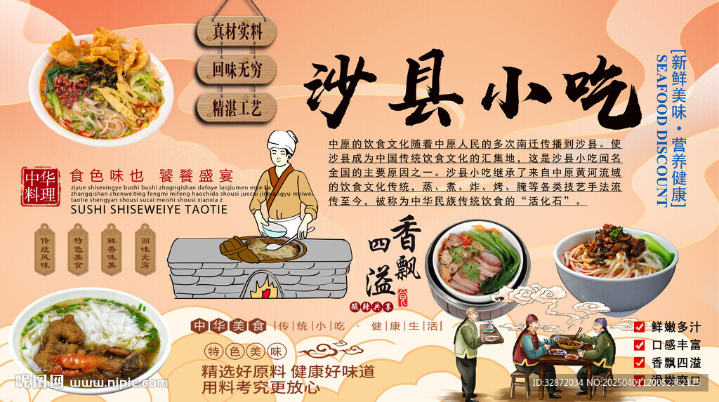 沙县小吃背景墙