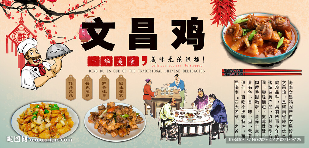 文昌鸡背景墙