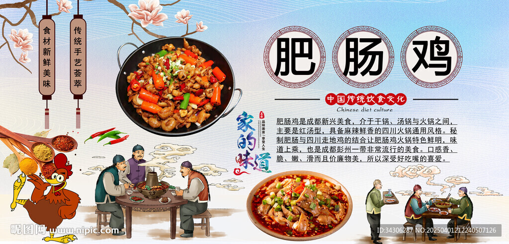肥肠鸡背景墙