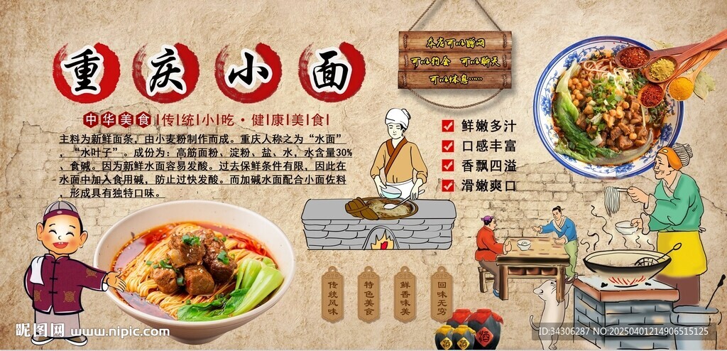 重庆小面背景墙