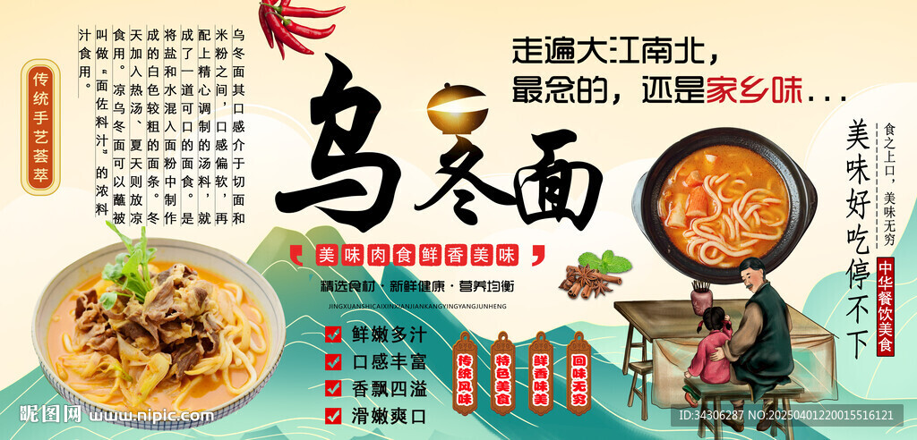 乌冬面背景墙