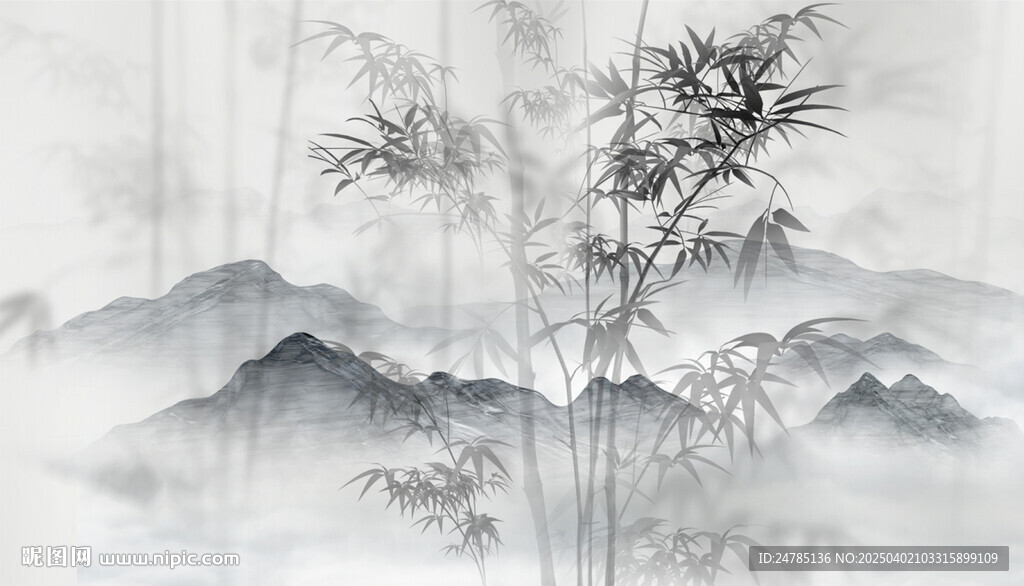 水墨竹林背景