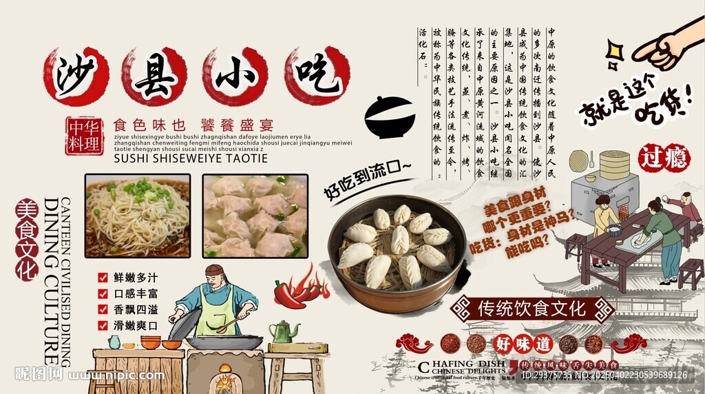 沙县小吃背景墙