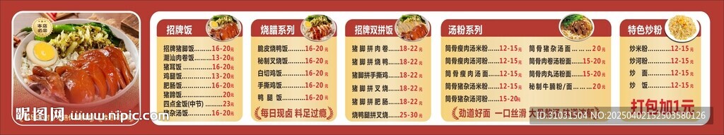 猪脚饭价格表