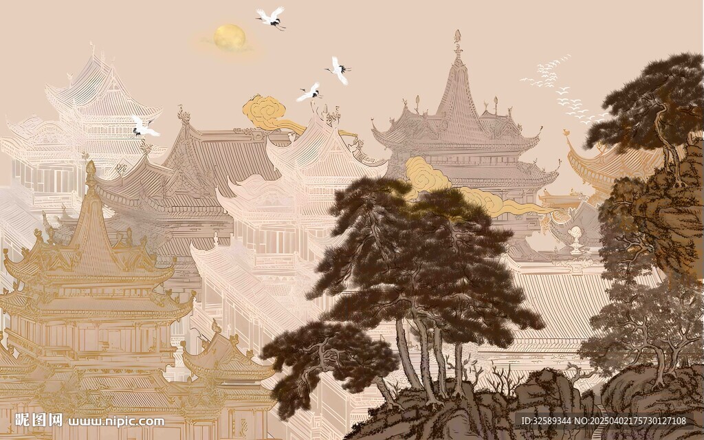 新中式背景墙  