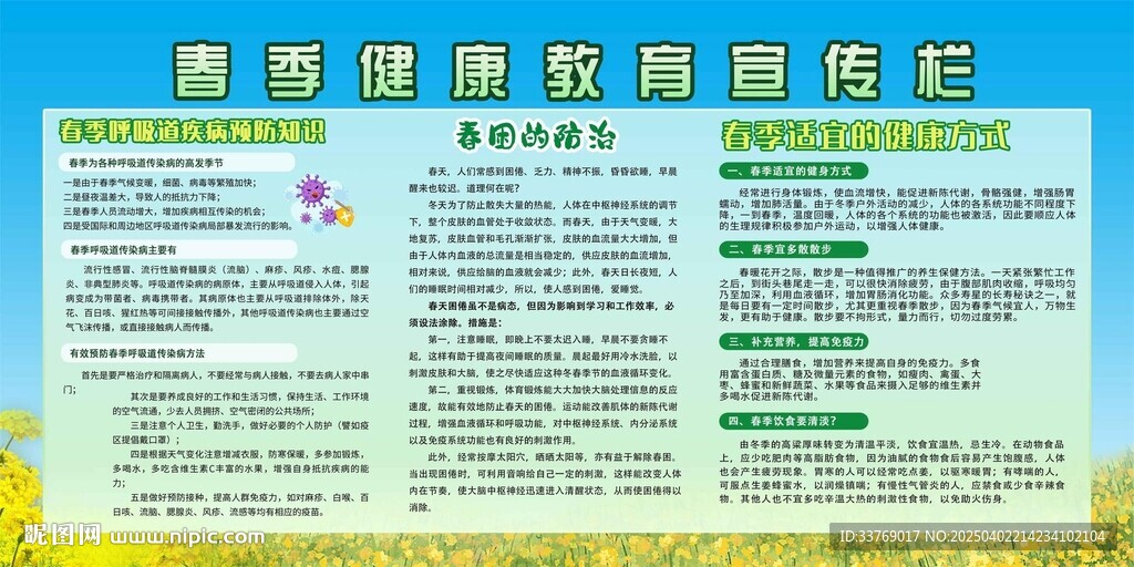 春季健康教育宣传栏