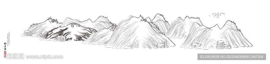 新中式水墨山水图