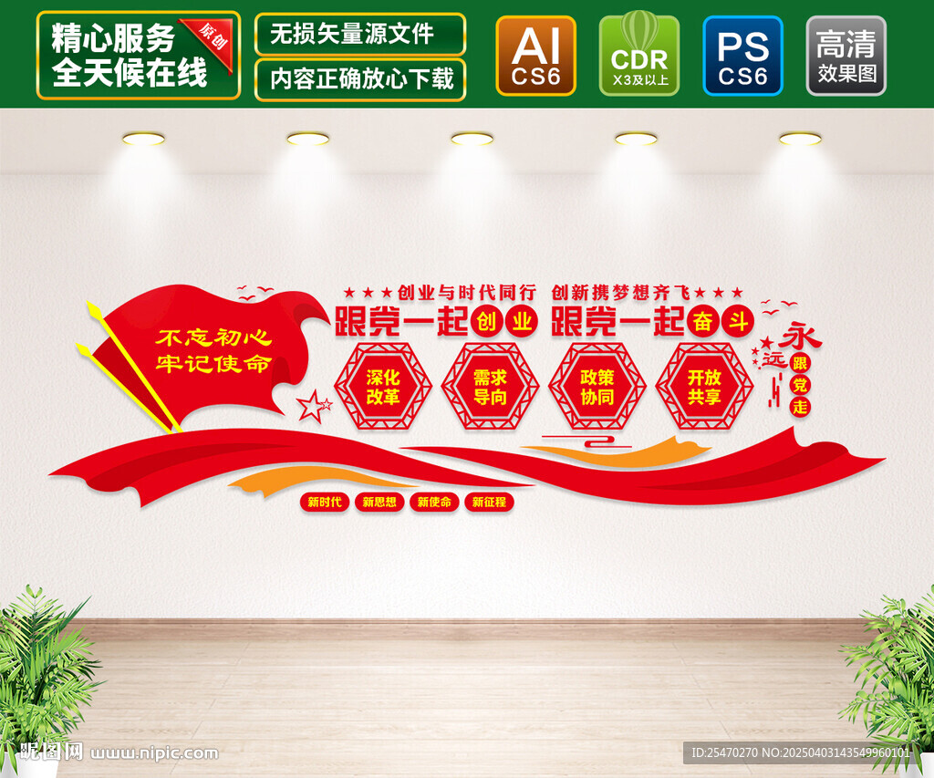 跟党一起创业文化墙
