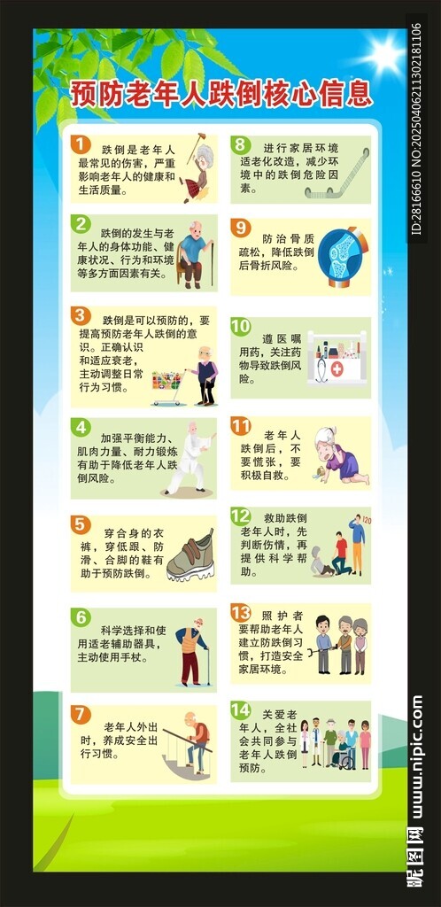 预防老年人跌倒核心信息展架