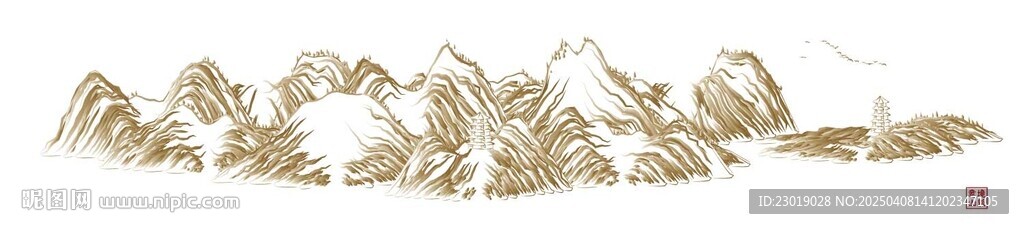 线描山水画