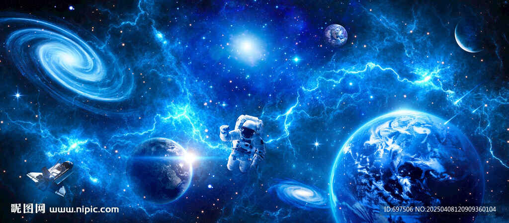 宇宙星球太空宇航员银河星空背景