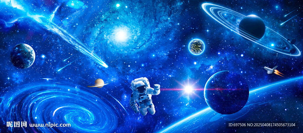 太空星球宇航员银河宇宙流星背景