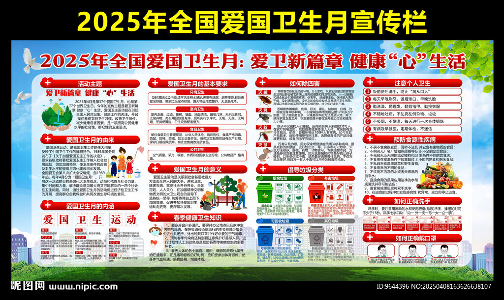全国爱国卫生月展板宣传栏