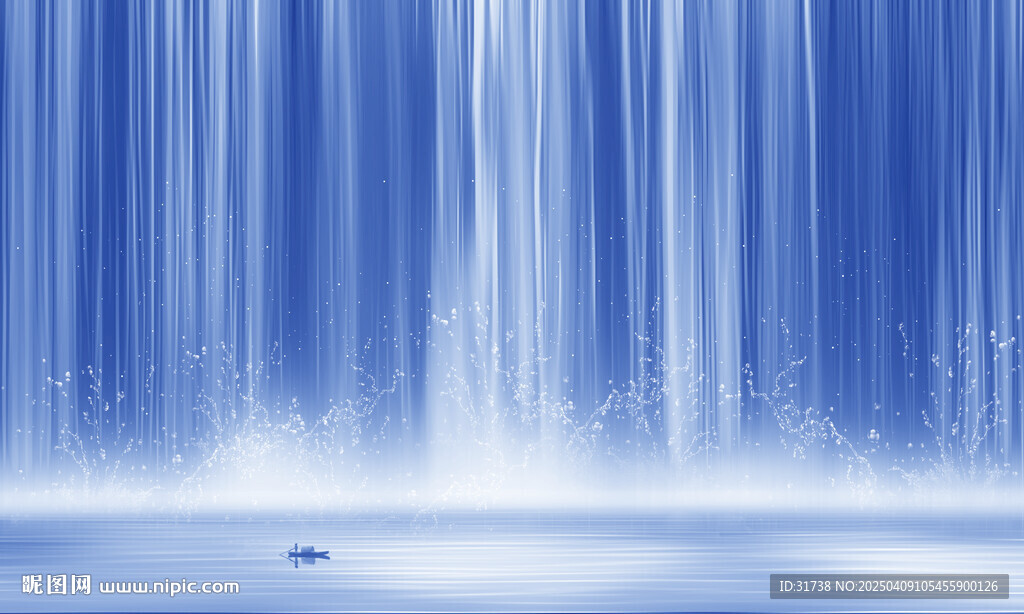 流水生财瀑布背景墙