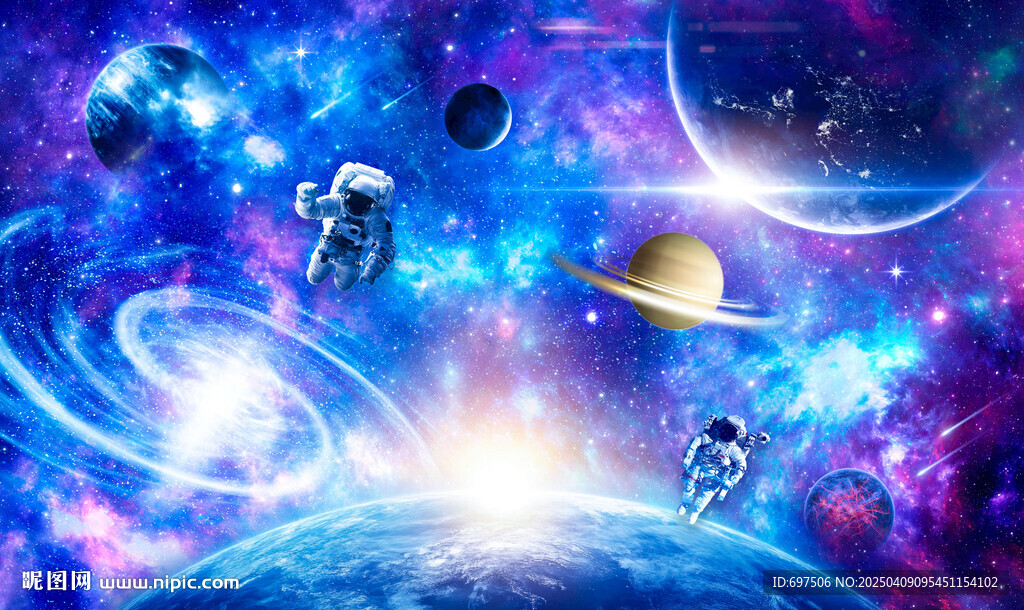 梦幻宇宙星球太空星云银河背景墙