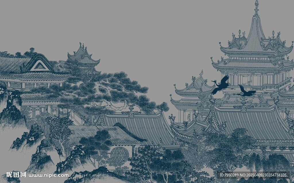 新中式背景墙  