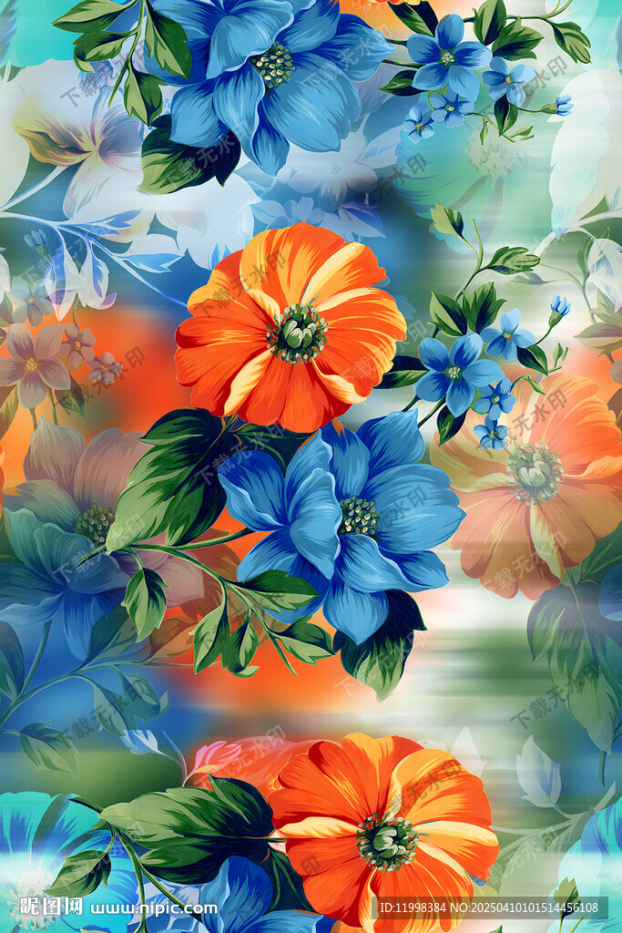 手绘花卉印花