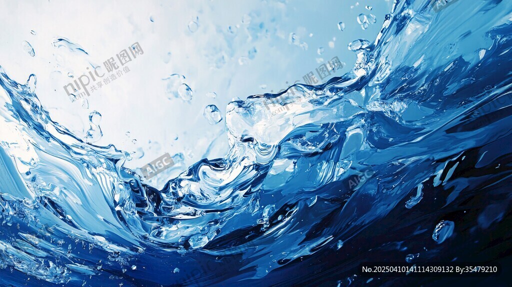 灵动水花 蓝色水波之美